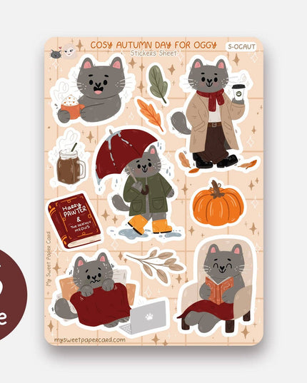 Klistremerkeark | Oggy Cosy Fall Day | A6