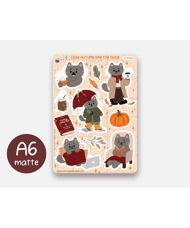 Klistremerkeark | Oggy Cosy Fall Day | A6