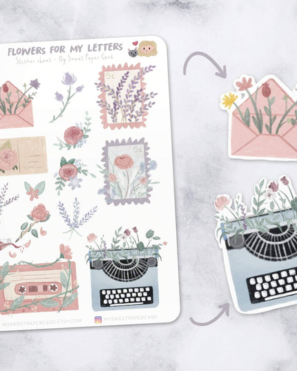 Happy Mail Flower Klistremerkeark