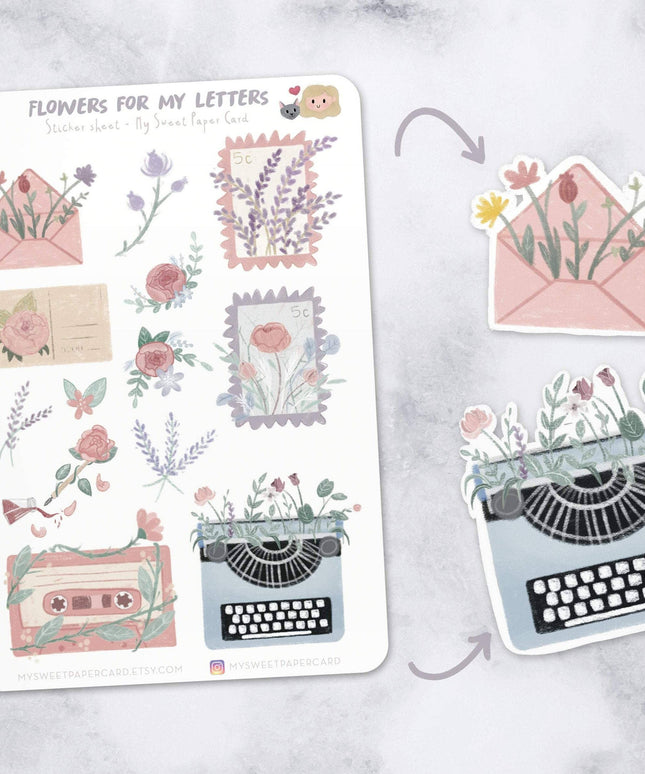 Happy Mail Flower Klistremerkeark