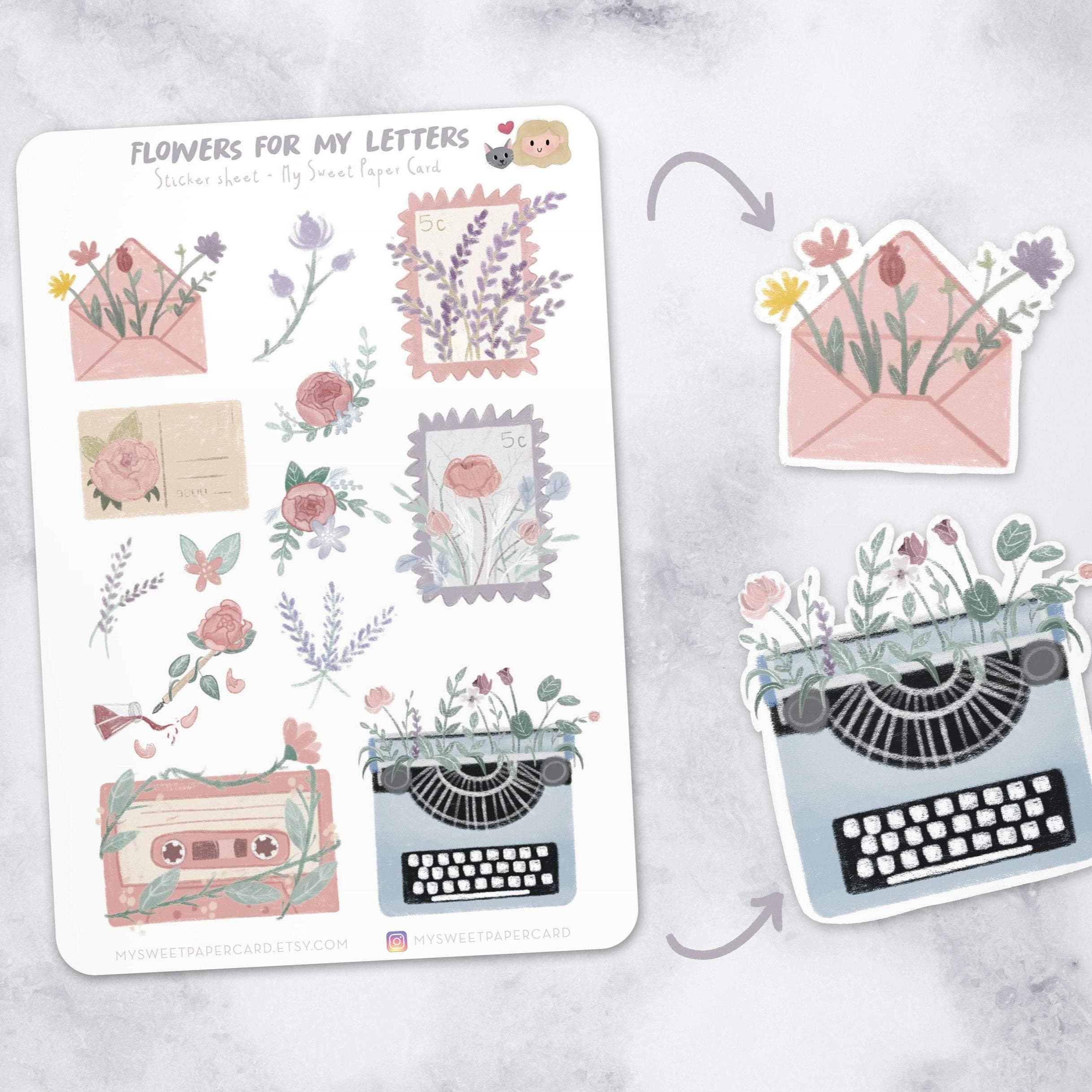 Happy Mail Flower Klistremerkeark