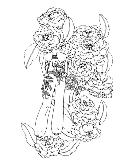 The Plant Lady: A Floral Adult Coloring Book | Fargeleggingsbok for Voksne