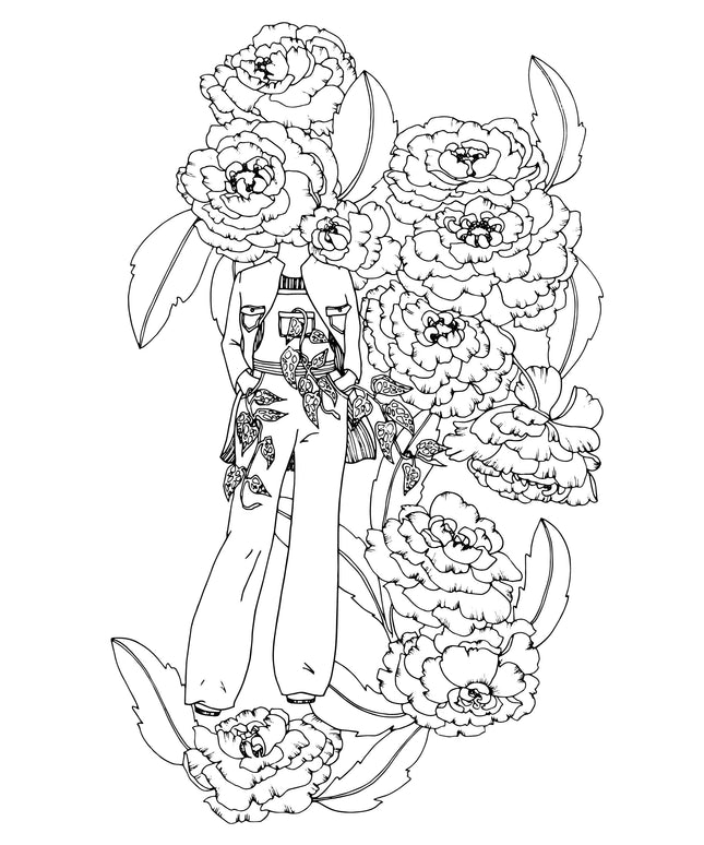 The Plant Lady: A Floral Adult Coloring Book | Fargeleggingsbok for Voksne