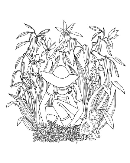 The Plant Lady: A Floral Adult Coloring Book | Fargeleggingsbok for Voksne