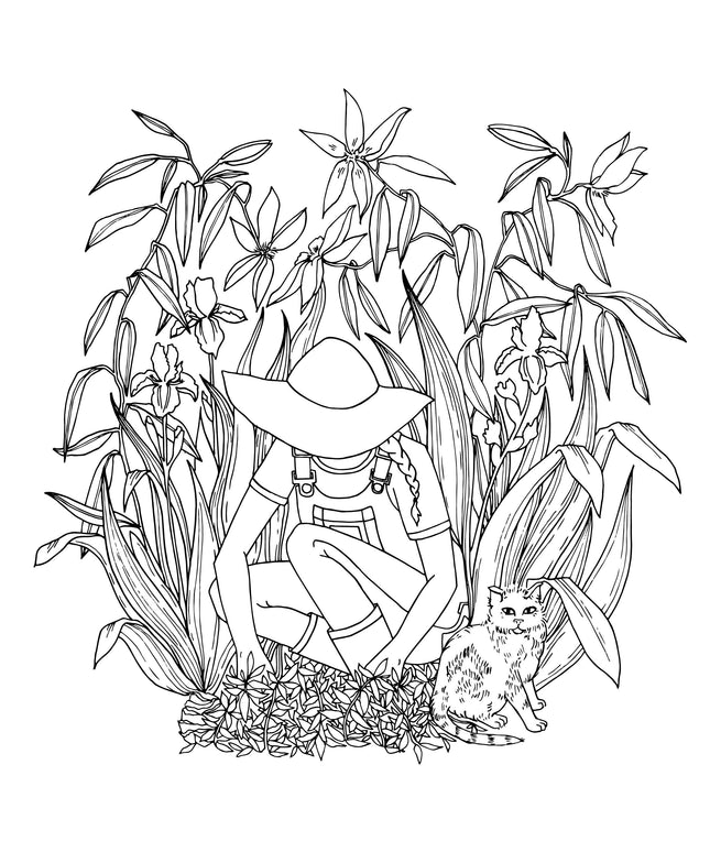 The Plant Lady: A Floral Adult Coloring Book | Fargeleggingsbok for Voksne