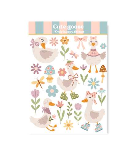 Klistremerkeark | Cute Goose | A6