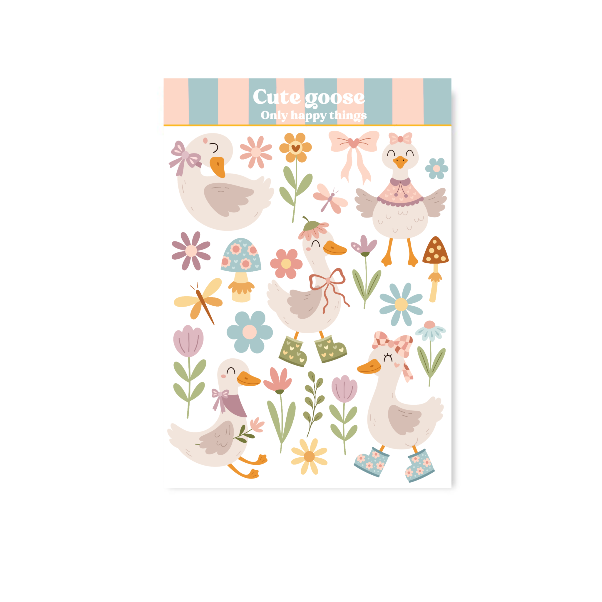 Klistremerkeark | Cute Goose
