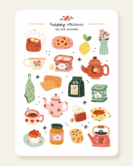 Klistremerkeark | Tea Time | A6