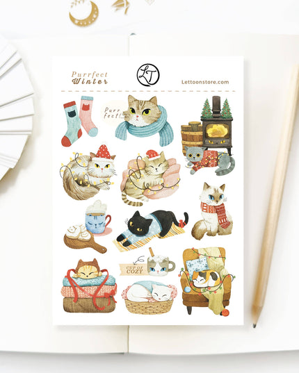 Klistremerkeark | Purrfect Winter | A6