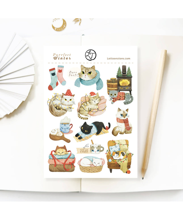 Klistremerkeark | Purrfect Winter | A6
