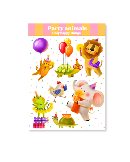 Klistremerkeark | Party Animals | A6