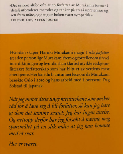 Murakami, Haruki: Yrke forfatter