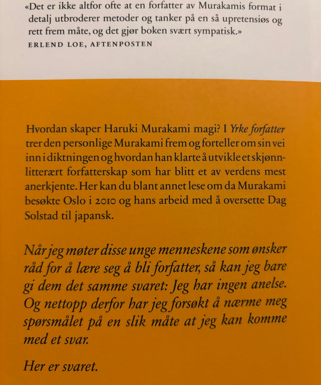 Murakami, Haruki: Yrke forfatter