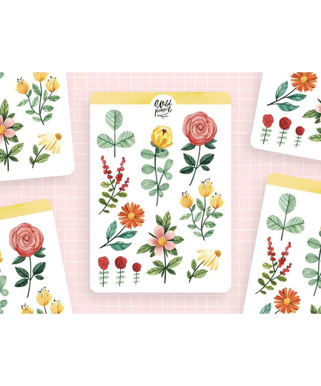 Klistremerkeark | Flowers I.