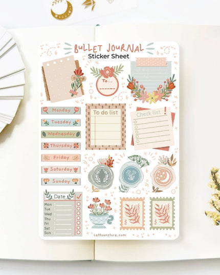 Klistremerkeark | Bullet Journal Essentials: Flower