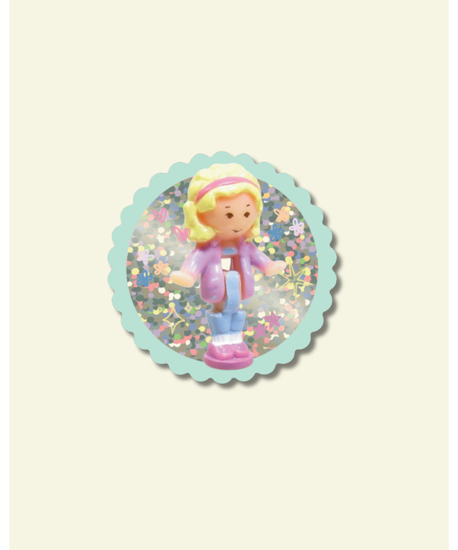 Polly Pocket Jente Glitter Vinyl Klistremerke 
