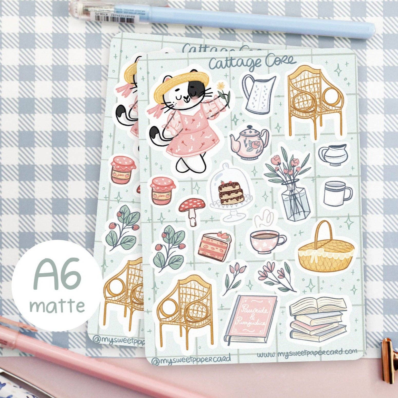 Cat Cottagecore Klistremerkeark