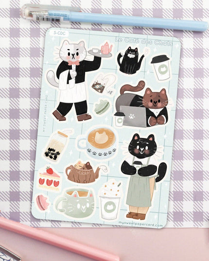 Klistremerkeark | Cat Café - Katteklistremerker - for katteelskere