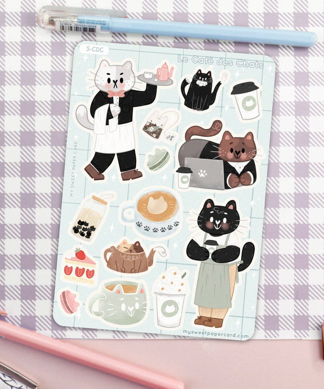 Klistremerkeark | Cat Café - Katteklistremerker - for katteelskere