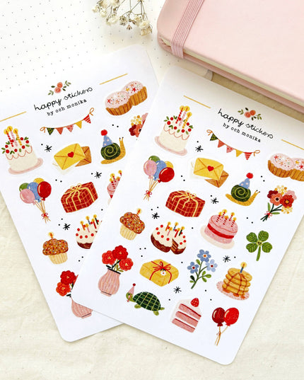 Klistremerkeark | Happy Birthday | A6