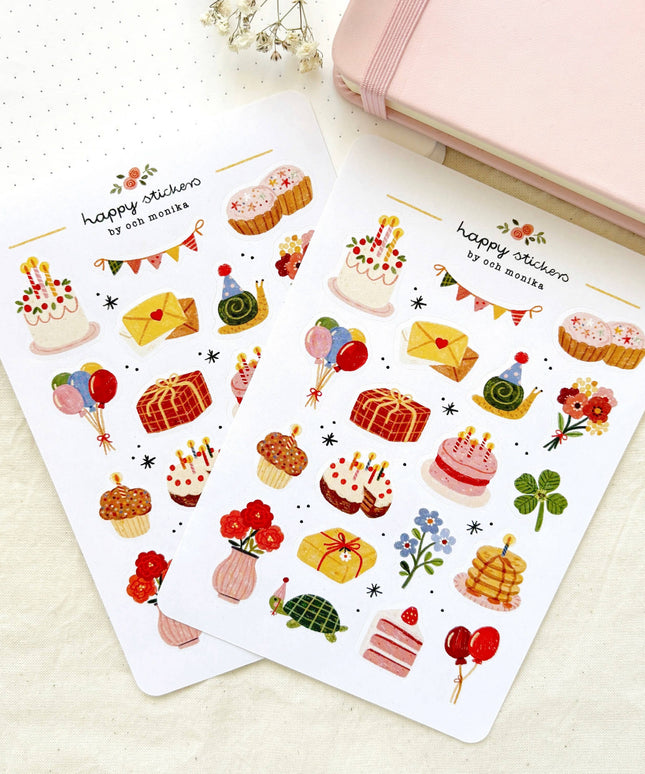 Klistremerkeark | Happy Birthday | A6