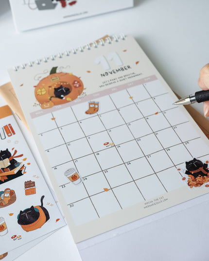 Klistremerkeark | Cozy Autumn Mocha Cat | A6