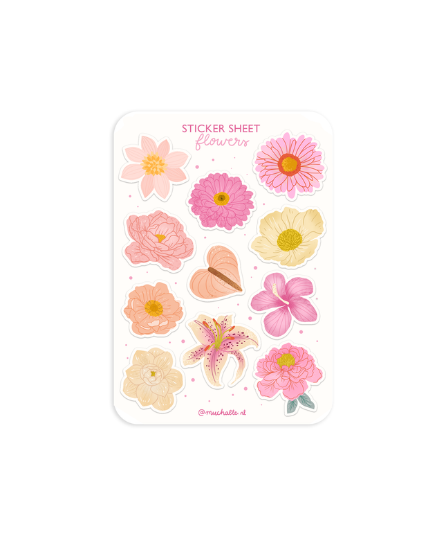 Klistremerkeark | Rosa blomster | A6