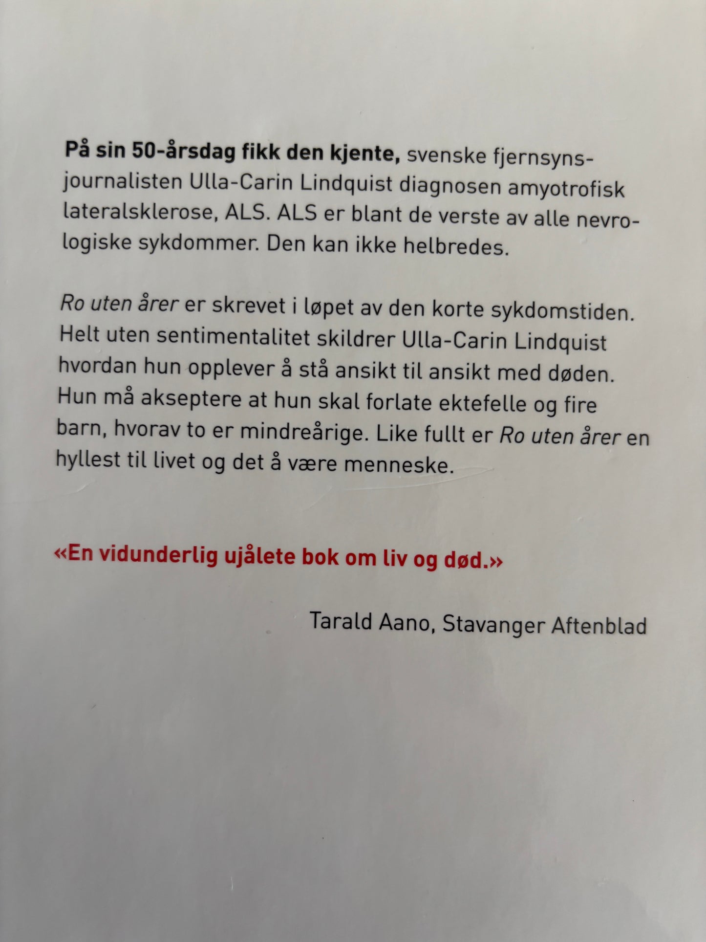 Lindquist, Ulla-Carin: Ro uten årer