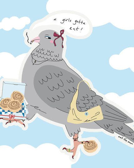 Vinyl Klistremerke | Pigeon | A girls gotta eat