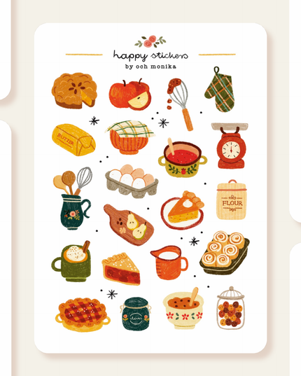 Klistremerkeark | Håndtegnet ~ Fall Baking | A6
