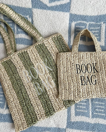 Straw Book Bag: Stripe/Full Size
