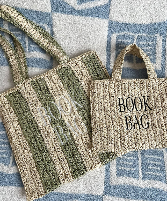 Straw Book Bag: Stripe/Full Size