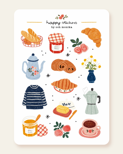 Klistremerkeark | French Breakfast | A6 Matte