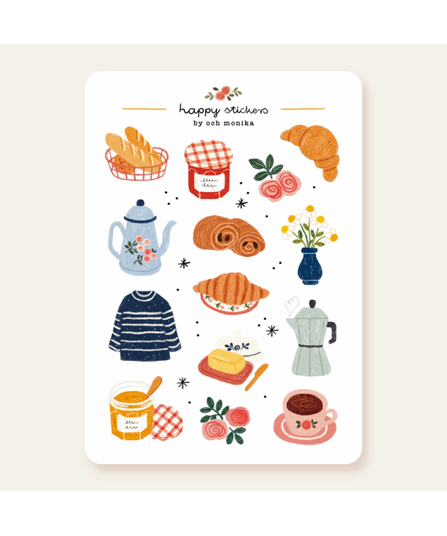 Klistremerkeark | French Breakfast | A6 Matte