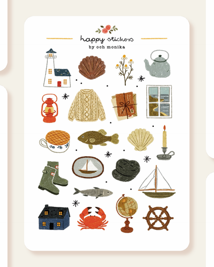 Klistremerkeark | Håndtegnet ~ Lighthouse Keeper | A6