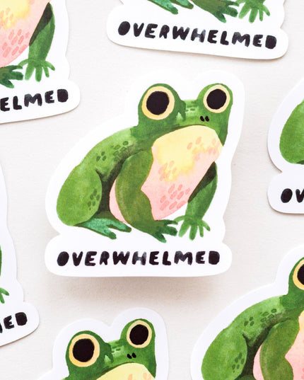 Vinyl Klistremerke | Overwhelmed Illustrated Frog