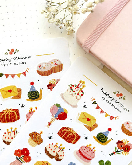 Klistremerkeark | Happy Birthday | A6