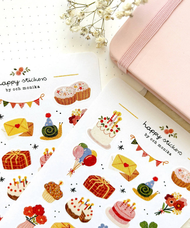 Klistremerkeark | Happy Birthday | A6