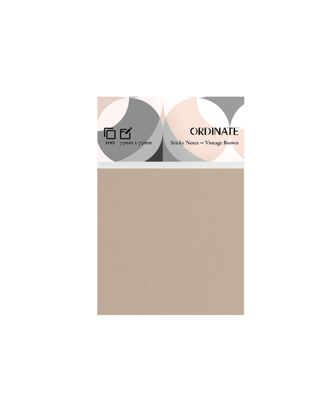 Vintage Brown Sticky Notes 75mm x 75mm /100 ark per blokk