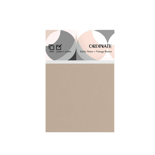 Vintage Brown Sticky Notes 75mm x 75mm /100 ark per blokk