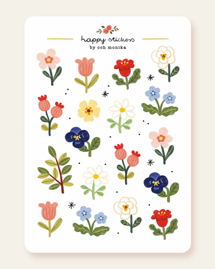 Klistremerkeark | Håndtegnet ~ Floral | A6