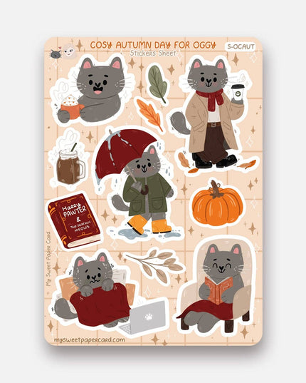 Klistremerkeark | Oggy Cosy Fall Day | A6