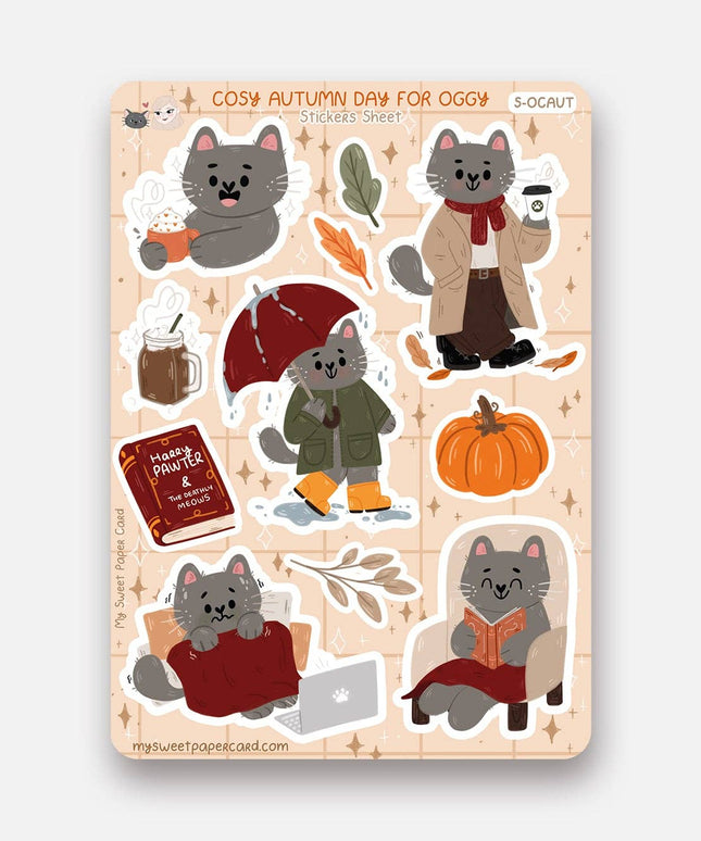 Klistremerkeark | Oggy Cosy Fall Day | A6