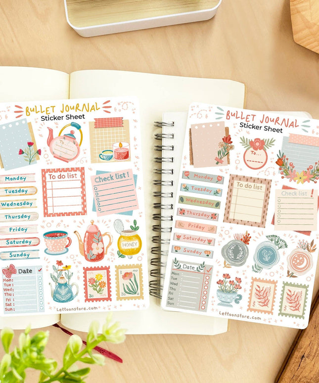 Klistremerkeark | Bullet Journal Essentials: Flower
