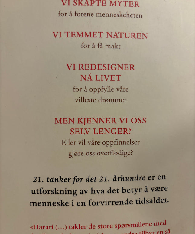 Harari, Yuval Noah: 21 tanker for det 21. århundre