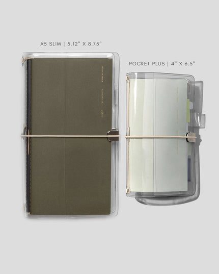 Forhåndsbestilling: Clear Vinyl Travel Notebook Cover | Gjennomsiktig Notatbok-cover | A5 Slim