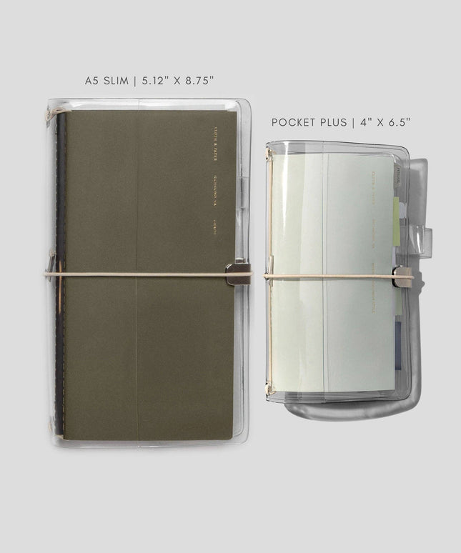 Forhåndsbestilling: Clear Vinyl Travel Notebook Cover | Gjennomsiktig Notatbok-cover | A5 Slim