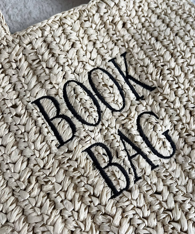 Straw Book Bag: Stripe/Full Size