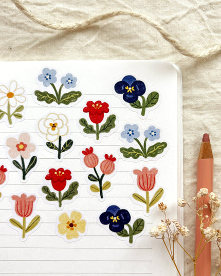 Klistremerkeark | Håndtegnet ~ Floral | A6