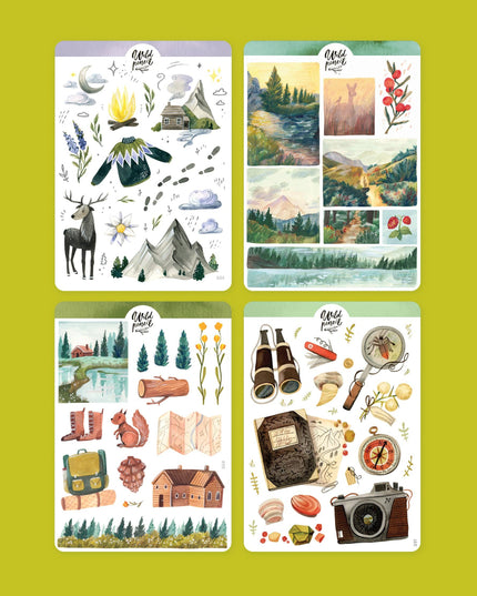 Klistremerkeark 4pk | Hiking Trip - Bundle
